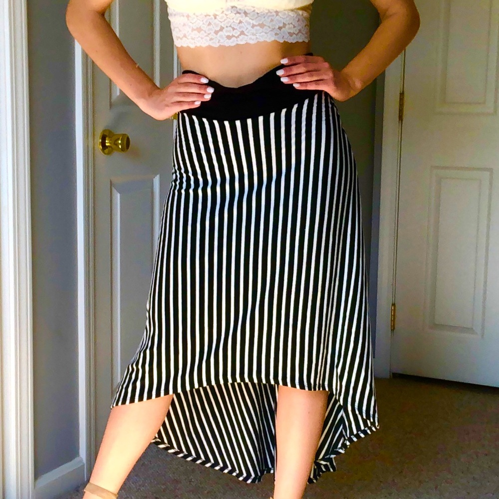 Black and white stripe skirt